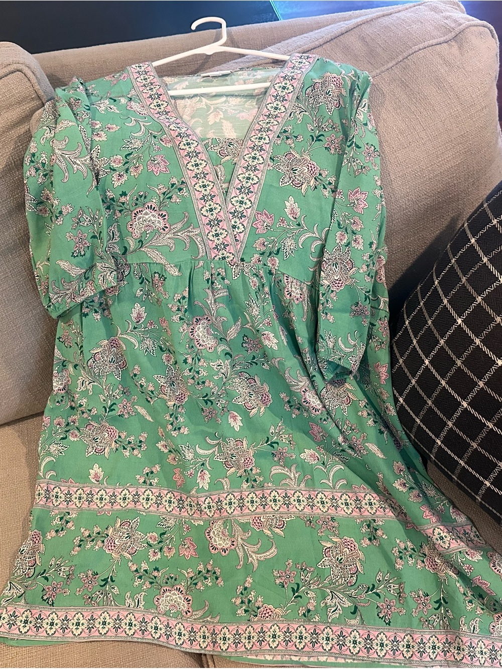 J. Jill Floral V-Neck Green Women's Dress